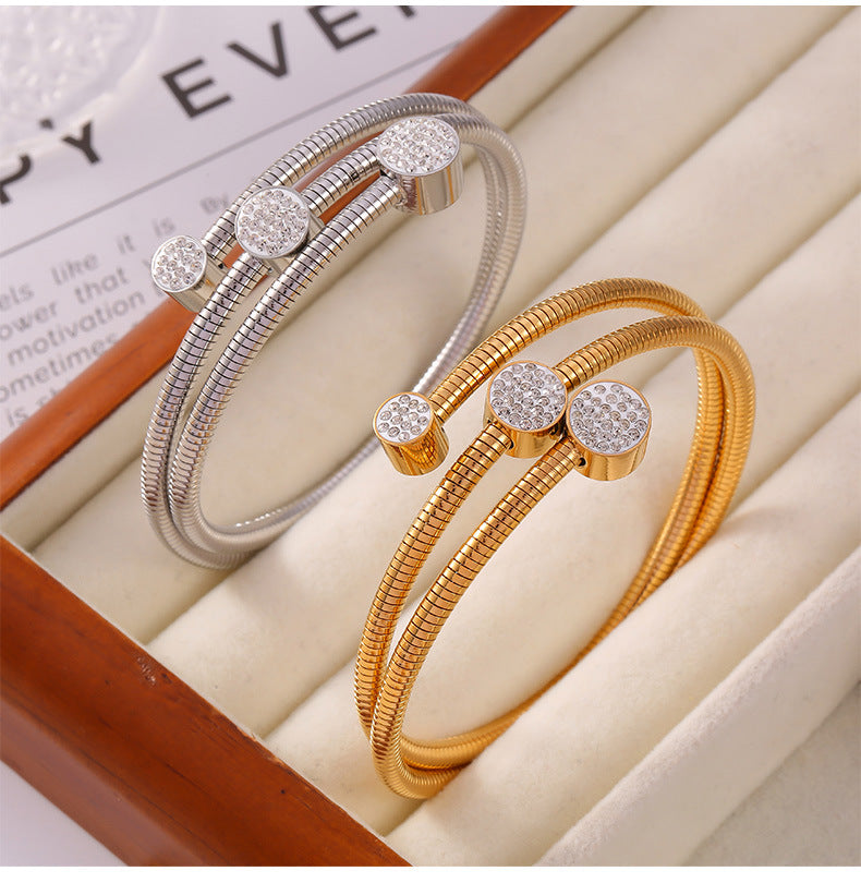 316L Stainless Steel 18K PVD Gold Geometric Bangle Bracelet made with 316L stainless steel and 18K PVD gold finish for wholesale jewelry buyers - image 5