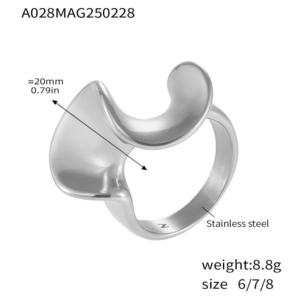 Geometric Twisted Ring in Steel Color