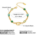 Green Zircon Oval Link - Gold