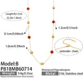 B - Red Glass Stone Long Necklace / 5cm