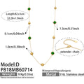 A - Green Glass Stone Long Necklace / 5cm
