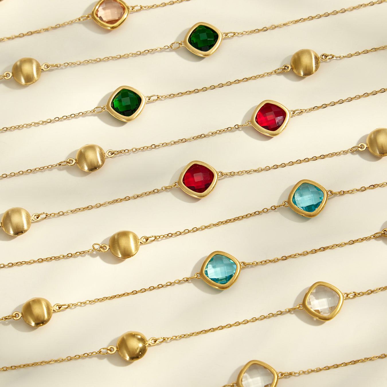 316L Stainless Steel 18K PVD Gold Glass Stone Long Necklace made with 316L stainless steel and 18K PVD gold finish for wholesale jewelry buyers - image 9