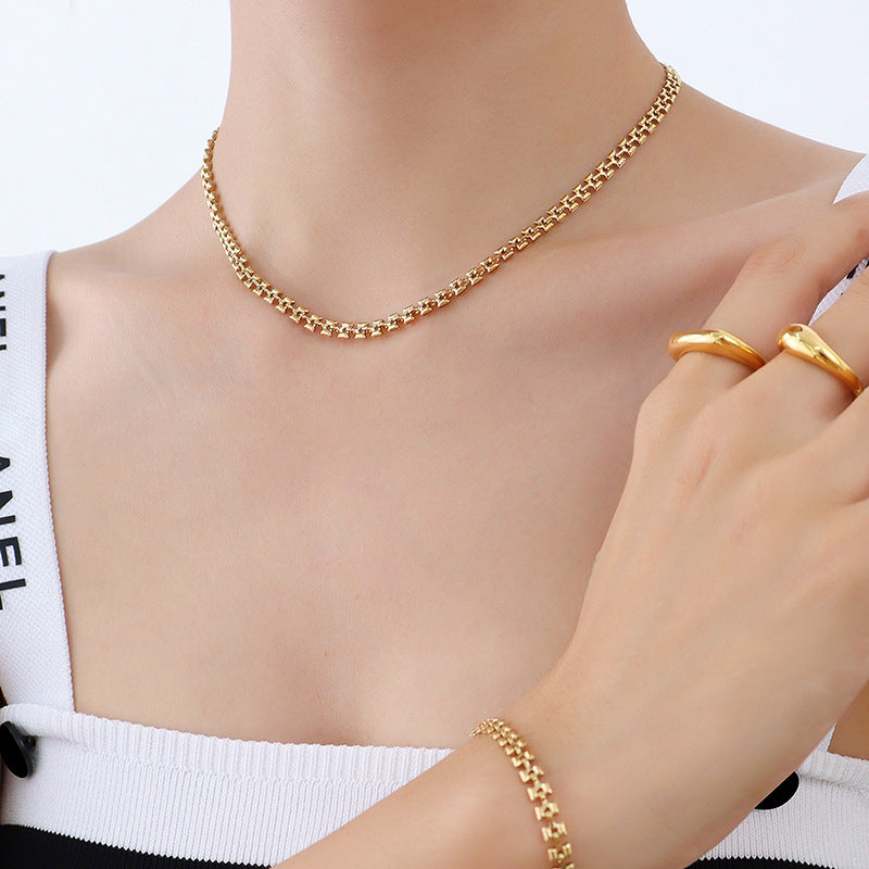 18K Gold Plated Stainless Steel Mixed Chain Bracelet Collection