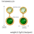 TXF508 – Mixed Green Stone Gold Earrings