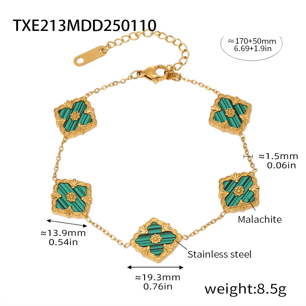 316L Stainless Steel 18K Gold PVD Four-Leaf Clover Flower Jewelry