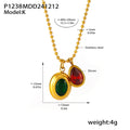 P1238 Green & Red Zircon / Necklace