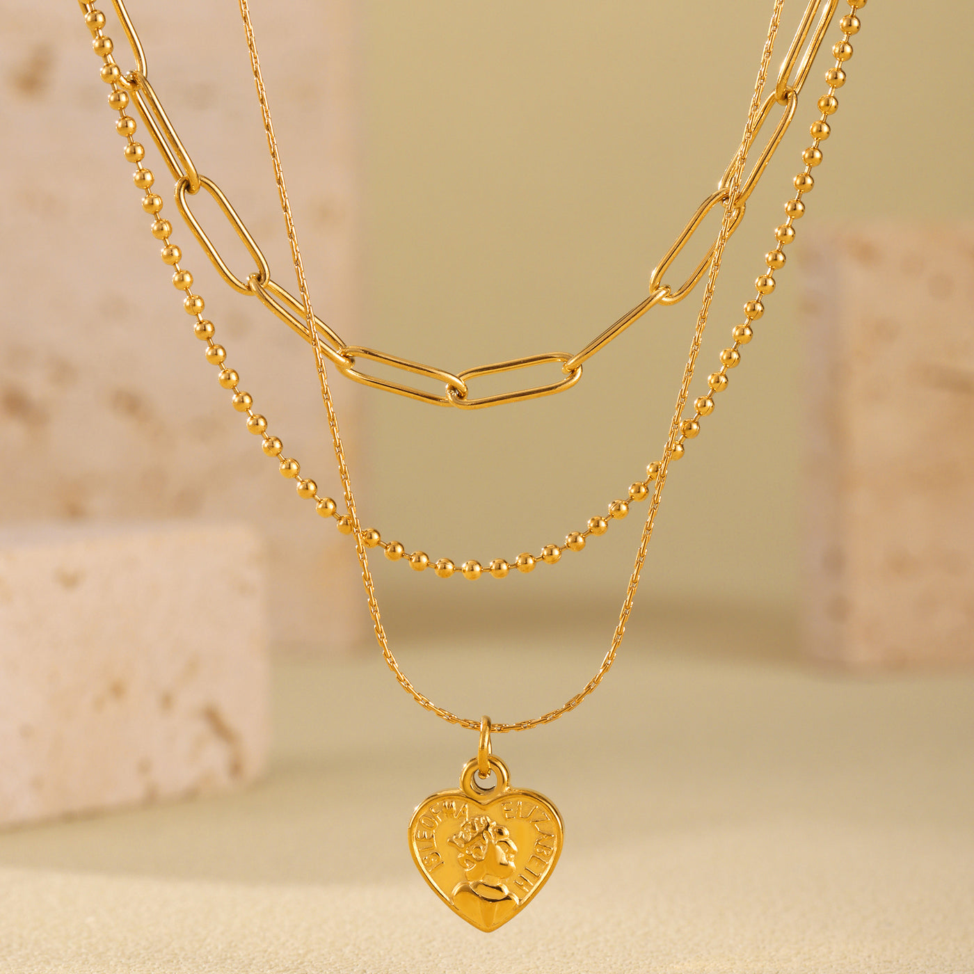 316L Stainless Steel 18K PVD Gold Heart Necklace made with 316L stainless steel and 18K PVD gold finish for wholesale jewelry buyers - image 11