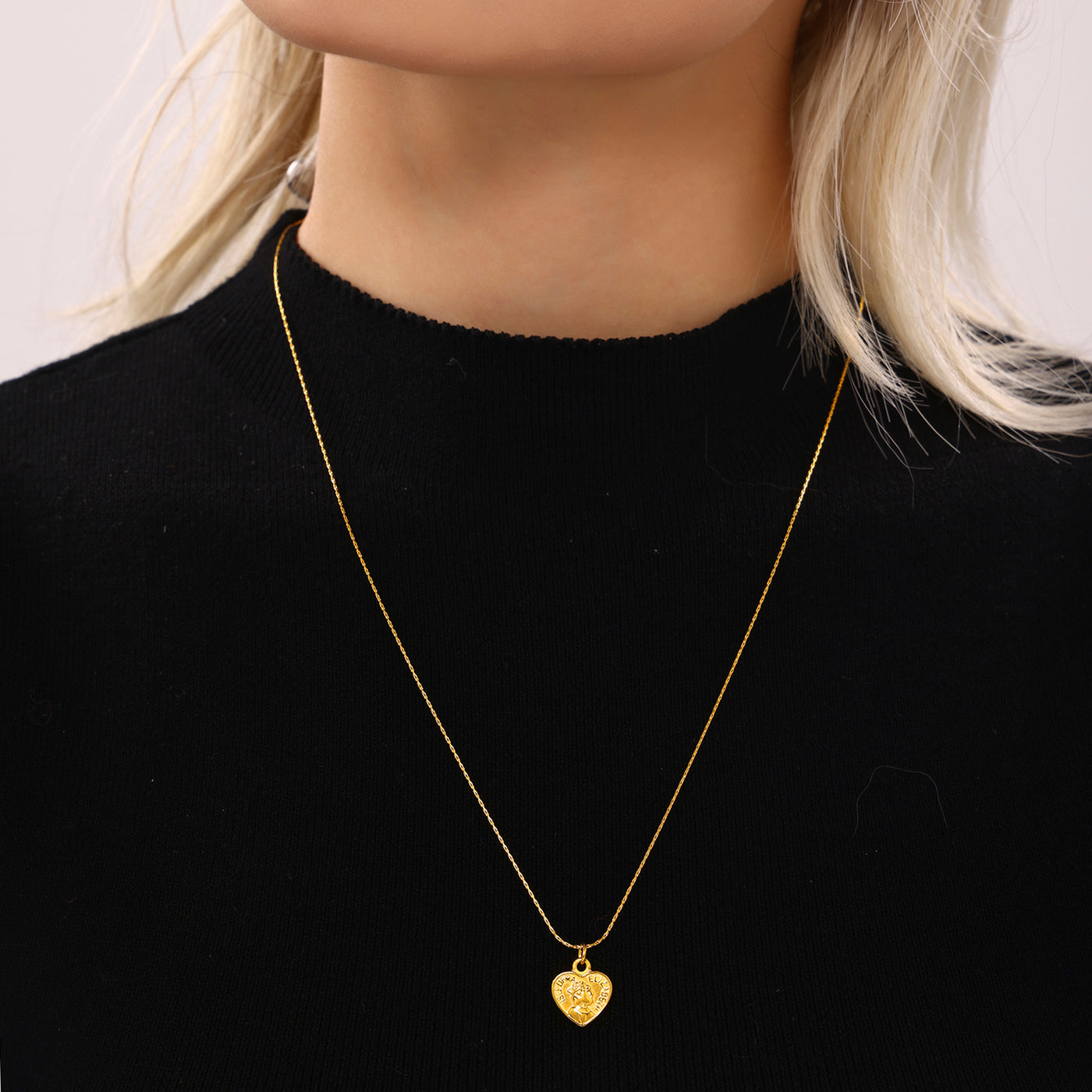 316L Stainless Steel 18K PVD Gold Heart Necklace made with 316L stainless steel and 18K PVD gold finish for wholesale jewelry buyers - image 3