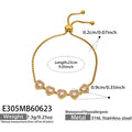 Gold Pink Zircon Charm Bracelet 23cm (E305) / 23cm