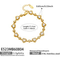 316L Stainless Steel 18K PVD Gold Heart Zircon Bracelet