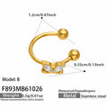 B Zircon Gold Clip-On Earrings / Jewelry