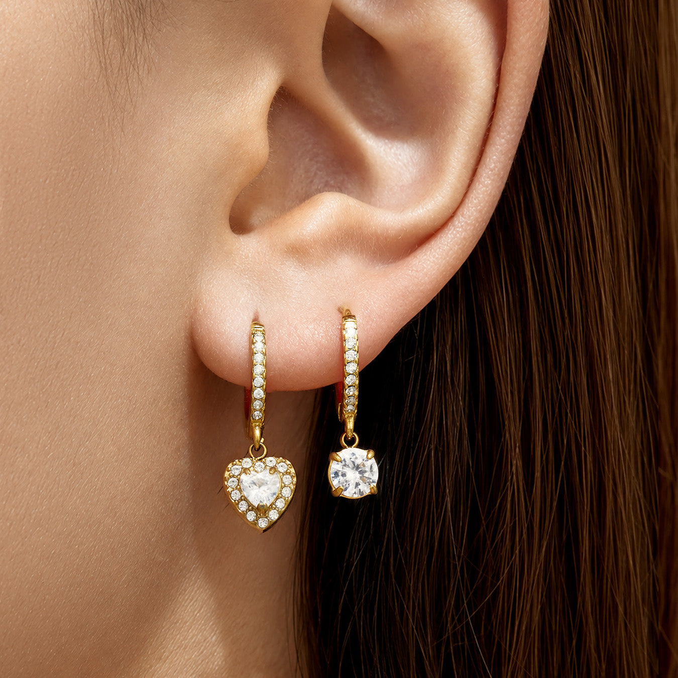 316L Stainless Steel 18K PVD Gold Heart Zircon Earrings made with 316L stainless steel and 18K PVD gold finish for wholesale jewelry buyers - image 14
