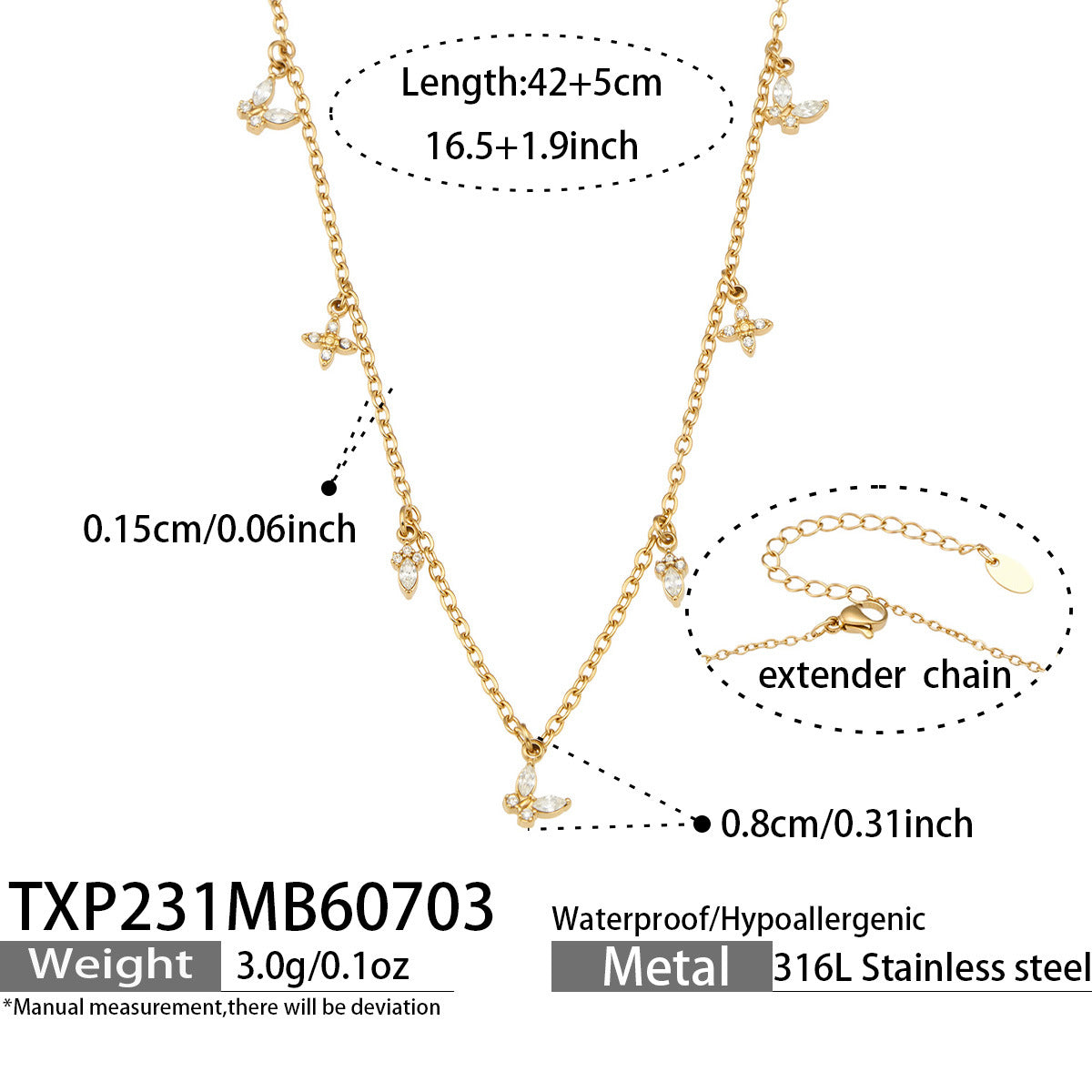 316L Stainless Steel 18K PVD Gold Heart Zircon Necklace made with 316L stainless steel and 18K PVD gold finish for wholesale jewelry buyers - image 8