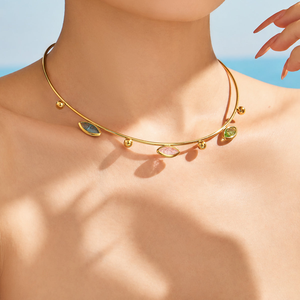 316L Stainless Steel 18K PVD Gold Ice Stone Necklace made with 316L stainless steel and 18K PVD gold finish for wholesale jewelry buyers - image 17