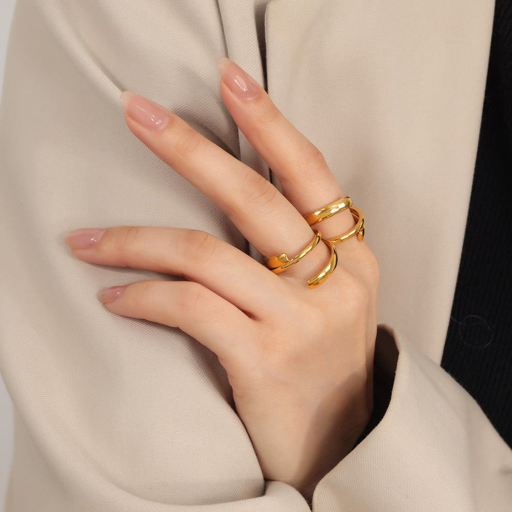 316L Stainless Steel 18K PVD Gold Irregular Fashion Ring made with 316L stainless steel and 18K PVD gold finish for wholesale jewelry buyers - image 5