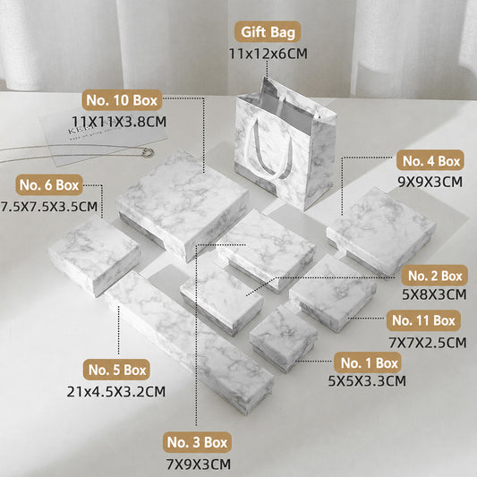 Marble jewelry packaging boxes in multiple sizes for rings earrings bracelets necklaces and jewelry sets