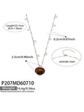 Steel Tiger Eye Zircon Planet Pendant Necklace 52+5cm / 5cm