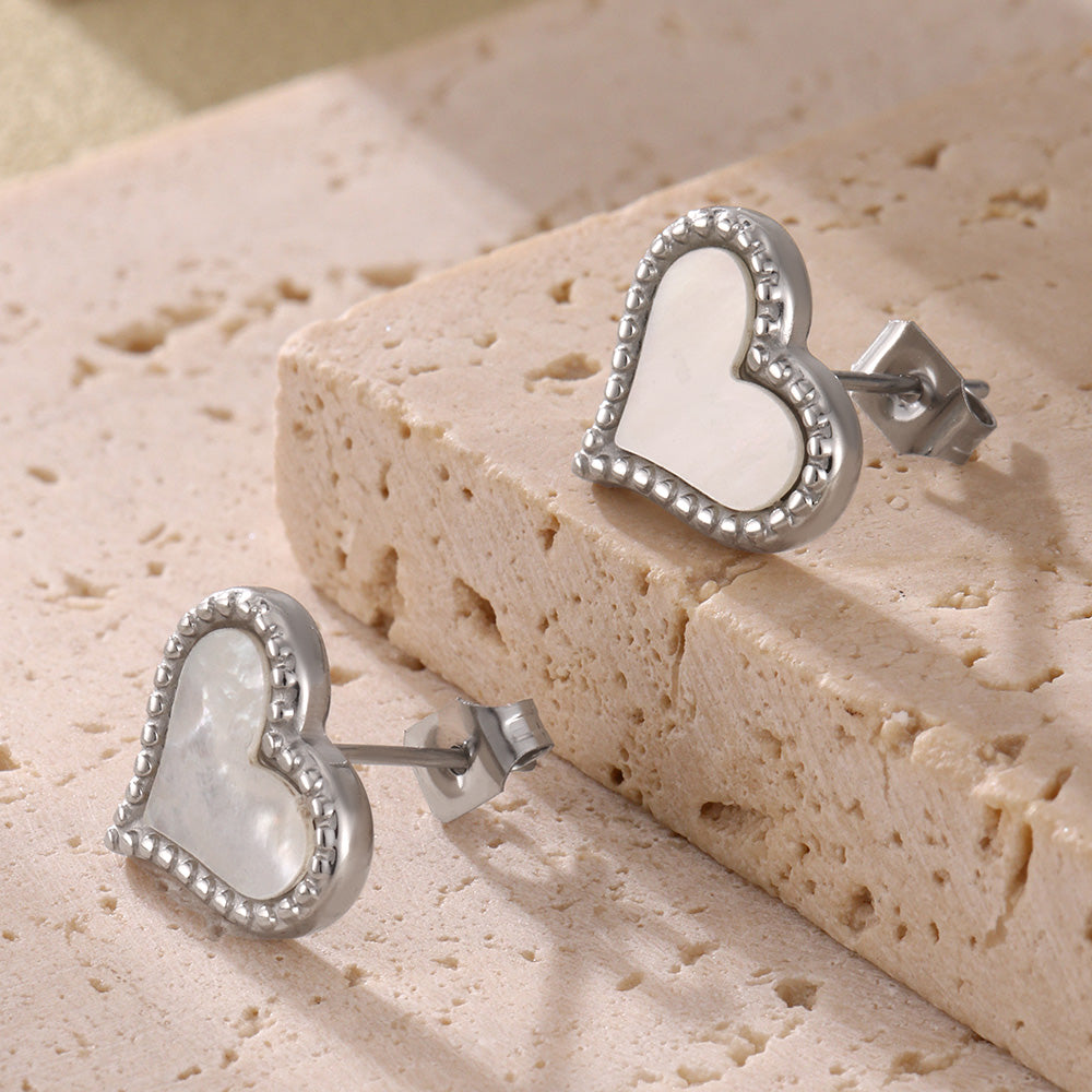 316L Stainless Steel 18K PVD Gold Mother Pearl Heart Necklace and Earrings Set made with 316L stainless steel and 18K PVD gold finish for wholesale jewelry buyers - image 12