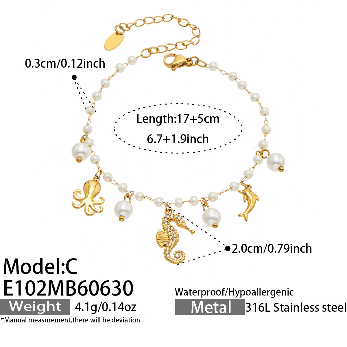 316L Stainless Steel 18K PVD Gold Ocean Collection Bracelet made with 316L stainless steel and 18K PVD gold finish for wholesale jewelry buyers - image 12