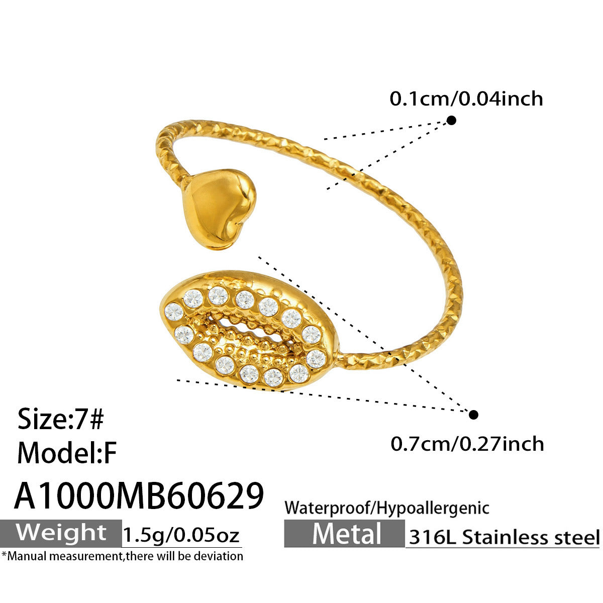 316L Stainless Steel 18K PVD Gold Ocean-Inspired Ring Set made with 316L stainless steel and 18K PVD gold finish for wholesale jewelry buyers - image 15
