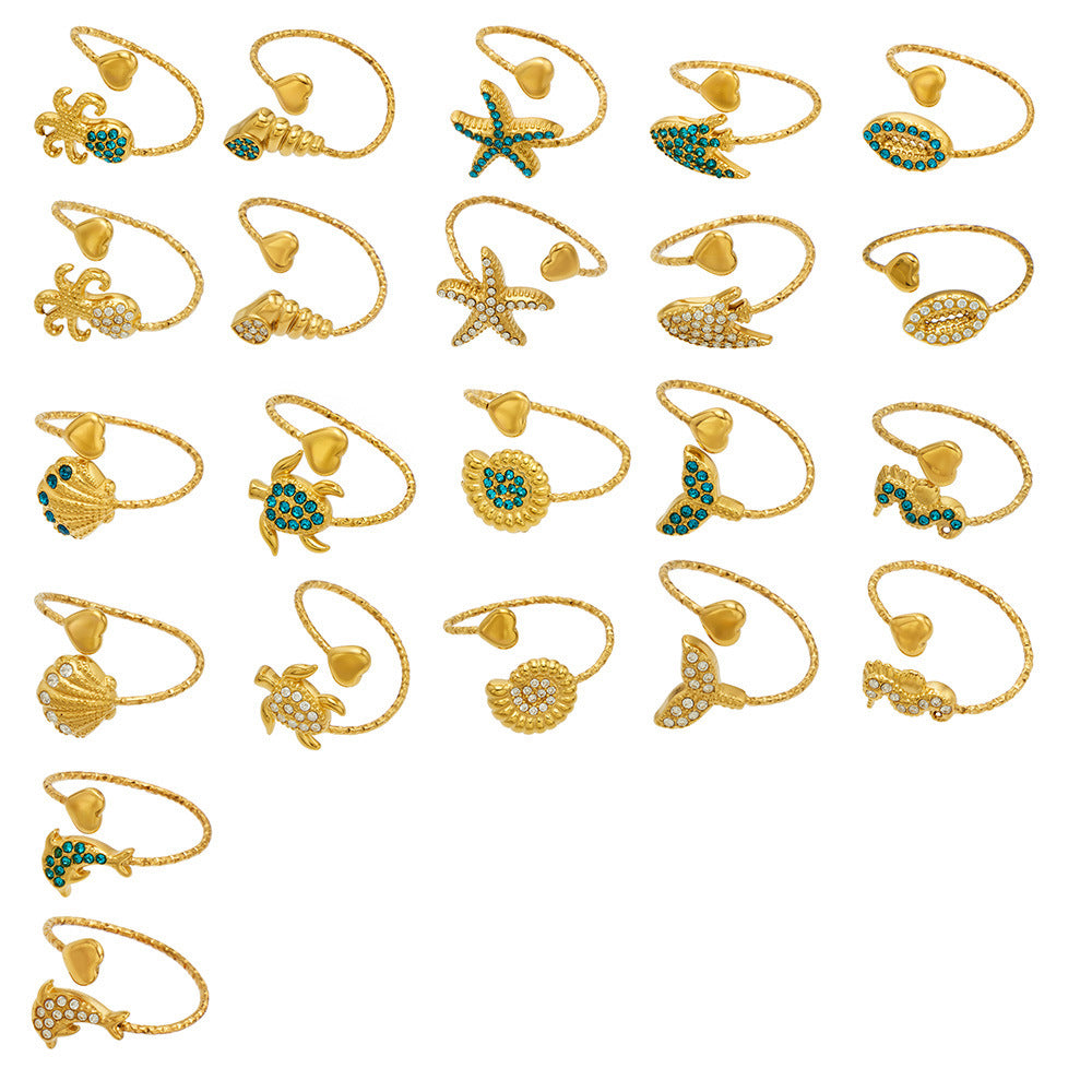316L Stainless Steel 18K PVD Gold Ocean-Inspired Ring Set made with 316L stainless steel and 18K PVD gold finish for wholesale jewelry buyers - image 32