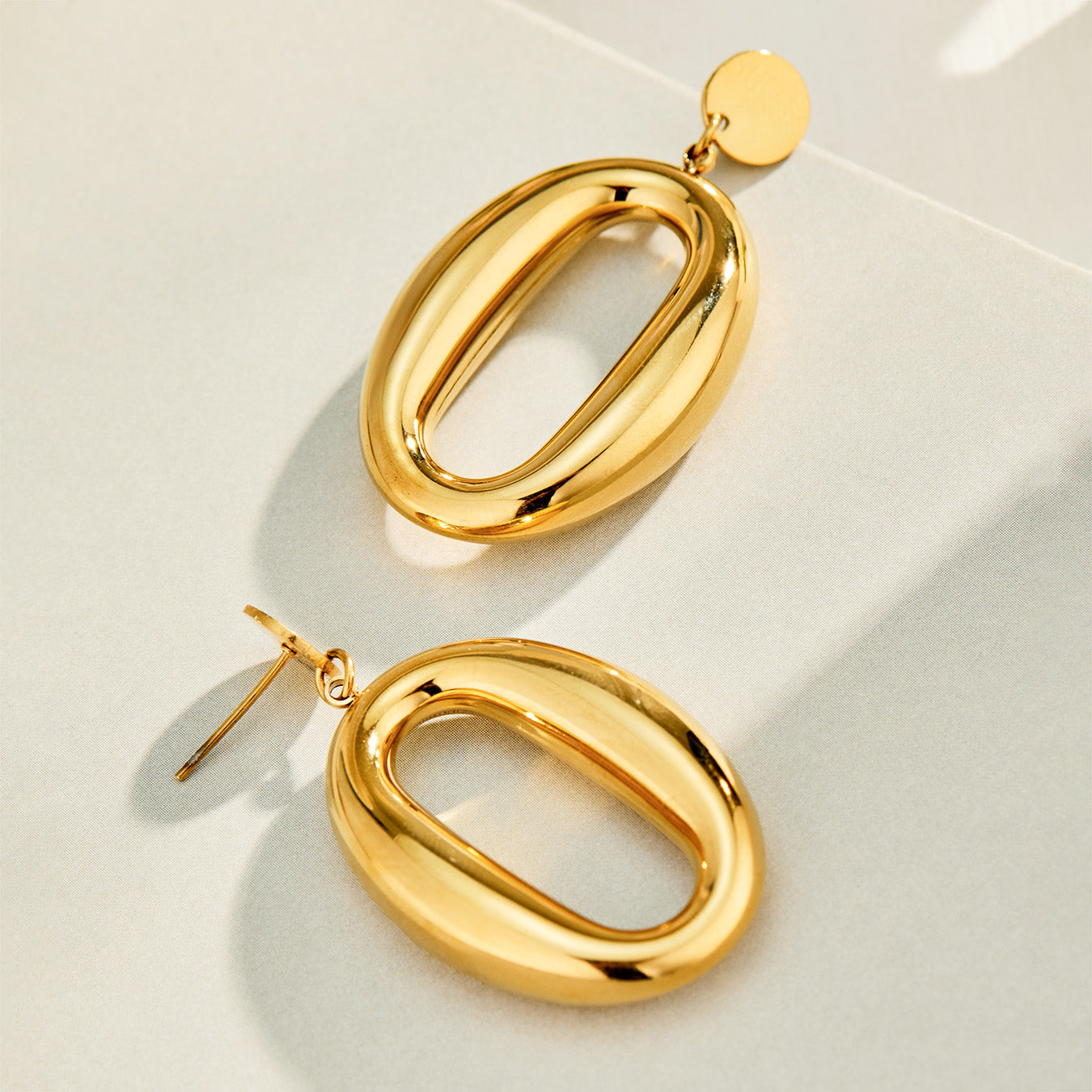 316L Stainless Steel 18K PVD Gold Oval Earrings made with 316L stainless steel and 18K PVD gold finish for wholesale jewelry buyers - image 6