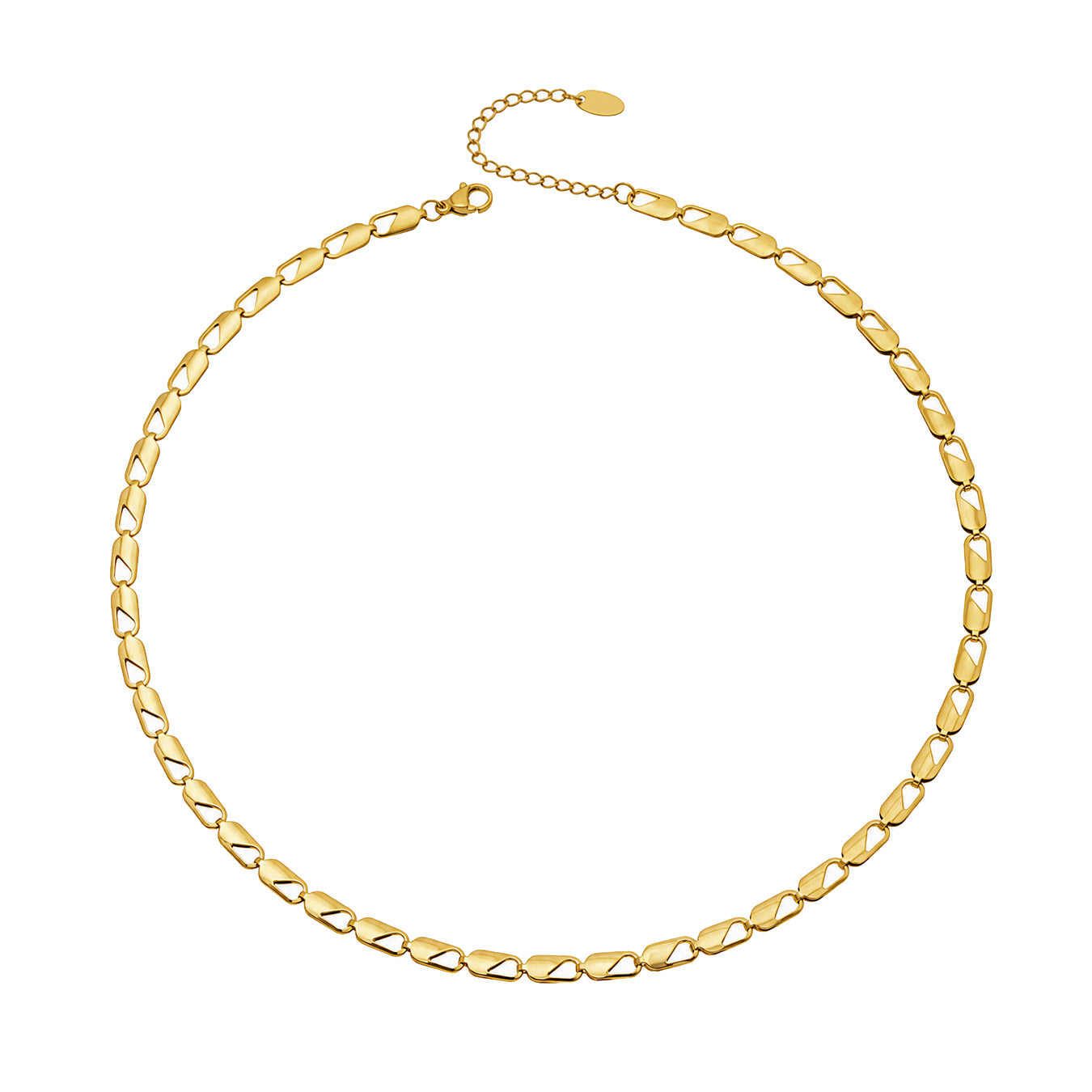 MiduoduoJewelry gold oval link chain necklace in 316L stainless steel on a clean background