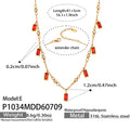 Gold Red Glass Stone Zircon Accent Necklace 46+6cm / 6cm