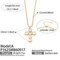 Necklace / Square Stone Cross / Gold Tone