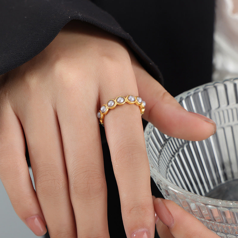 316L Stainless Steel 18K PVD Gold Pearl Bead Ring made with 316L stainless steel and 18K PVD gold finish for wholesale jewelry buyers - image 5