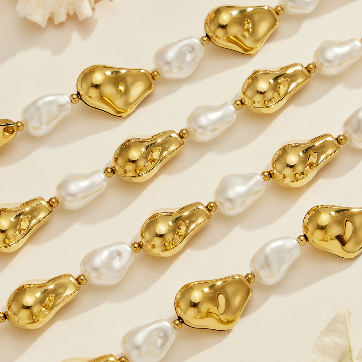 316L Stainless Steel 18K PVD Gold Pearl Chain Bracelet made with 316L stainless steel and 18K PVD gold finish for wholesale jewelry buyers - image 4