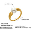 Minimal Faux Pearl Gold Ring / Size 6