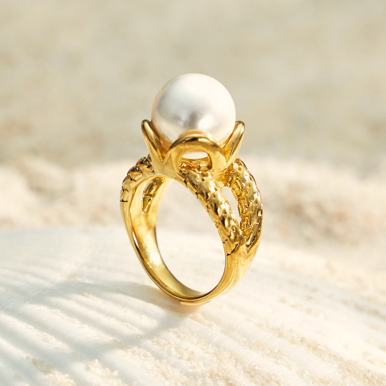 316L Stainless Steel 18K PVD Gold Pearl & Zircon Ring Set made with 316L stainless steel and 18K PVD gold finish for wholesale jewelry buyers - image 14