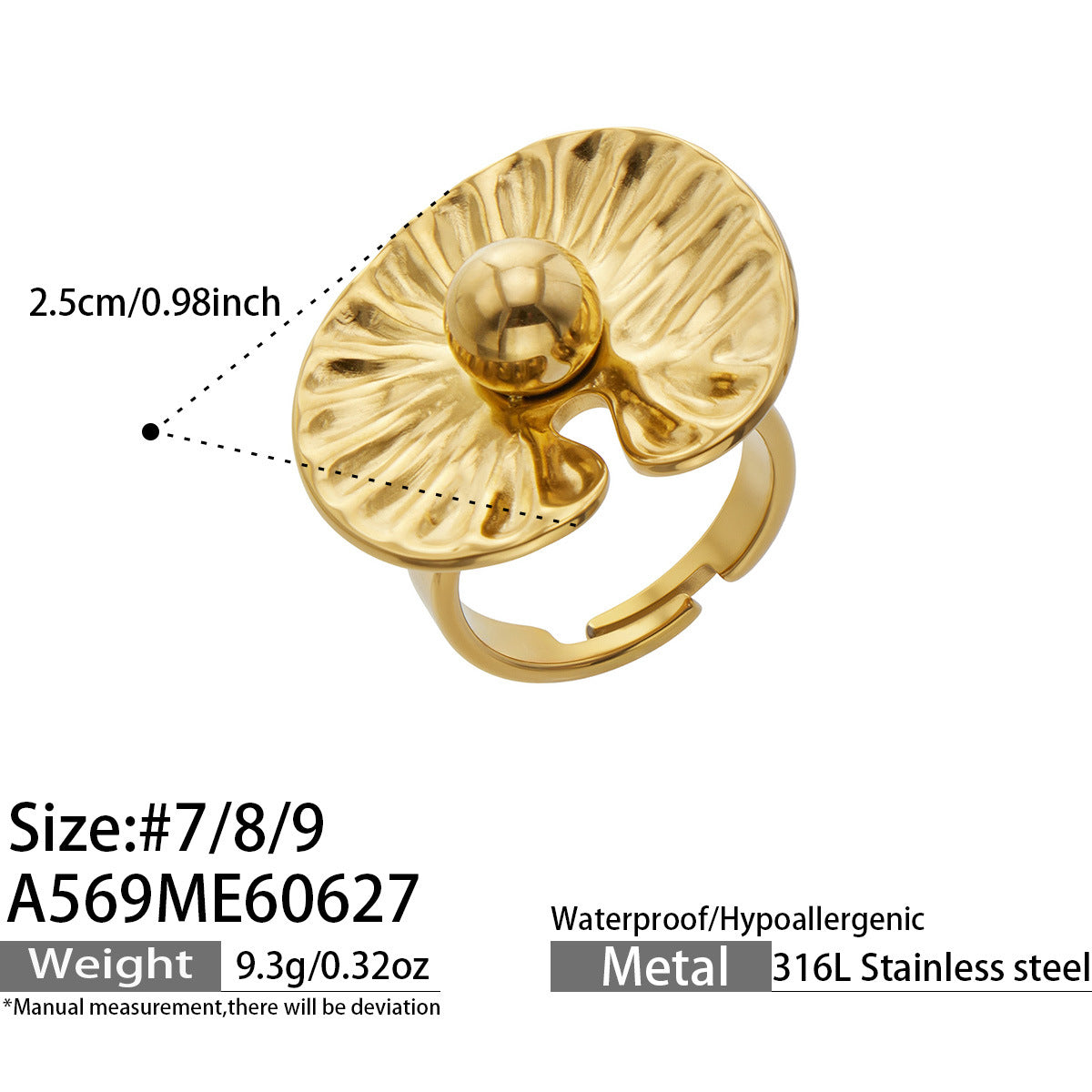 316L Stainless Steel 18K PVD Gold Petal Pearl Ring Set made with 316L stainless steel and 18K PVD gold finish for wholesale jewelry buyers - image 14