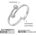 Double Ball Polished Steel Open Cuff / Bangle