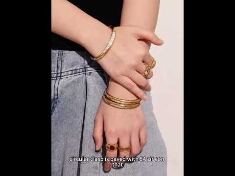 316L Stainless Steel 18K Gold PVD Minimalist Geometric Zircon Bangle