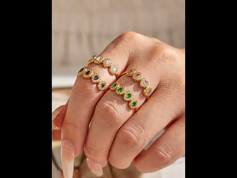 316L Stainless Steel 18K PVD Gold Colorful 5A Zircon Ring
