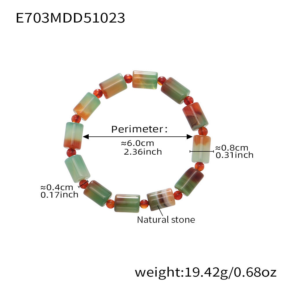 316L Stainless Steel red gradient natural stone stretch bracelet, waterproof wholesale