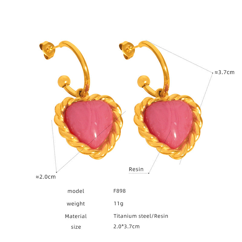 316L Stainless Steel Chic Vintage Heart Drop Earrings - Image 1