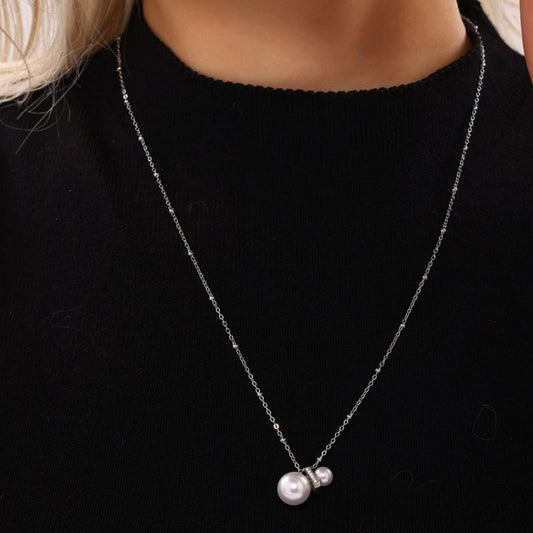 316L Stainless Steel Constellation Necklace & Earrings Set with Zircon & Shell Pearl - Image 2