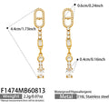 F1474 Geometric Link CZ / Gold / Earrings