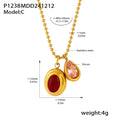P1238 Red & Pink Zircon / Necklace