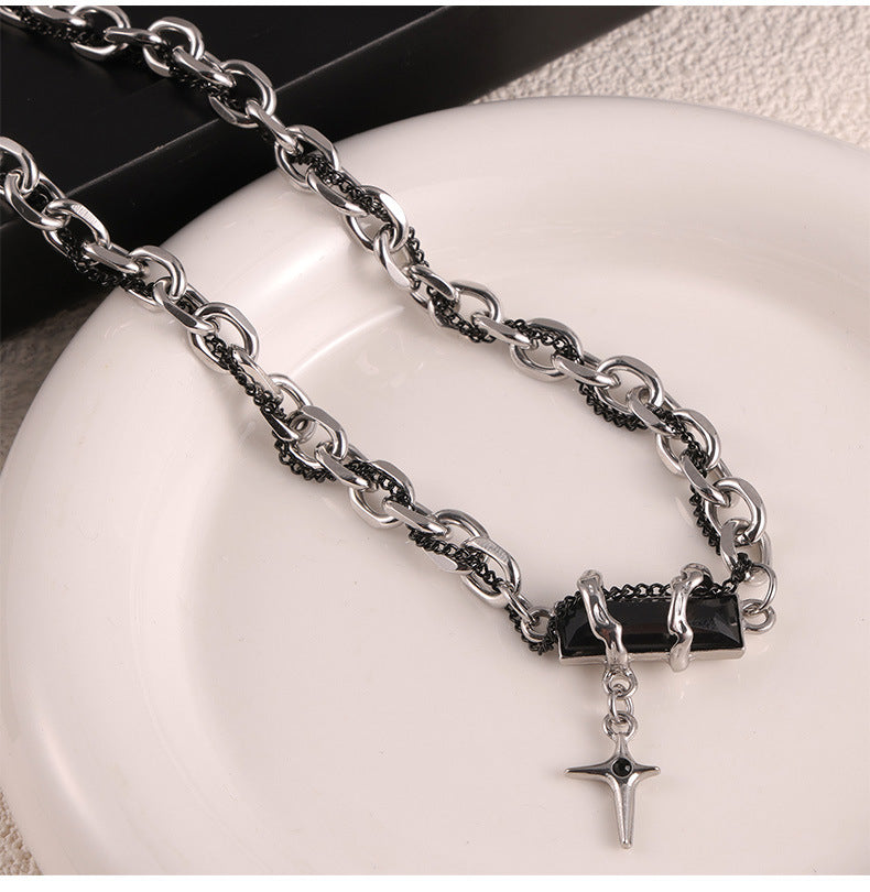 316L Stainless Steel Color Zircon Cross Bracelet Necklace Collection