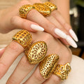 316L Stainless Steel 18K PVD Gold Retro Irregular Hollow Wide Ring