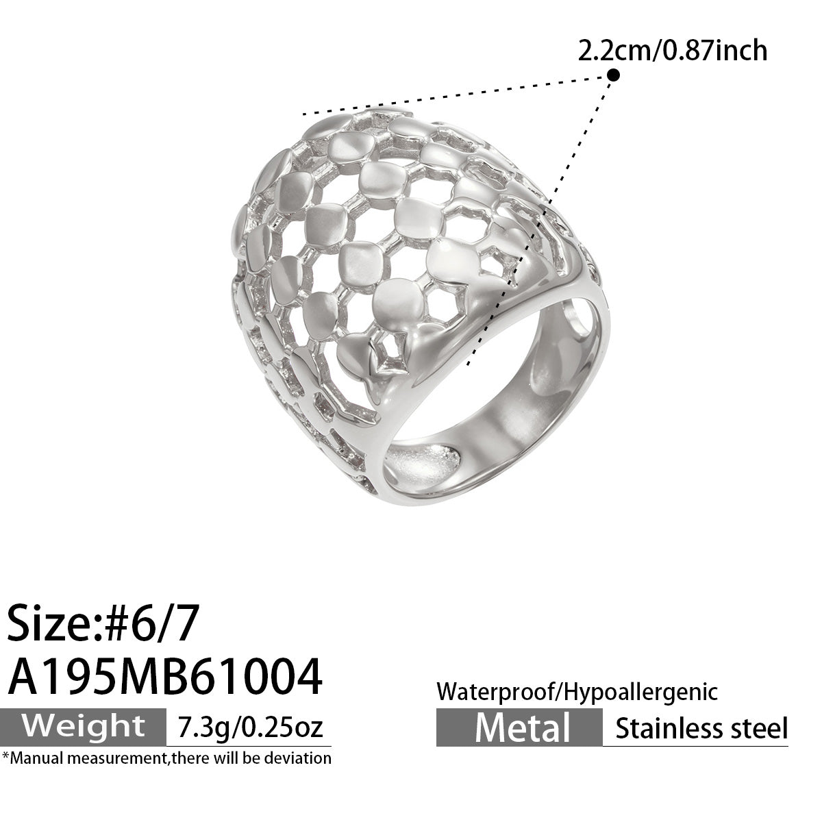316L Stainless Steel 18K PVD Gold Retro Irregular Hollow Wide Ring made with 316L stainless steel and 18K PVD gold finish for wholesale jewelry buyers - image 9