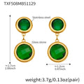 TXF508 – Green Stone Gold Earrings