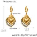 TXF519-Gold Blue Natural Stone Hoop Earrings