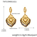 TXF519-Gold Colorful Natural Stone Hoop Earrings