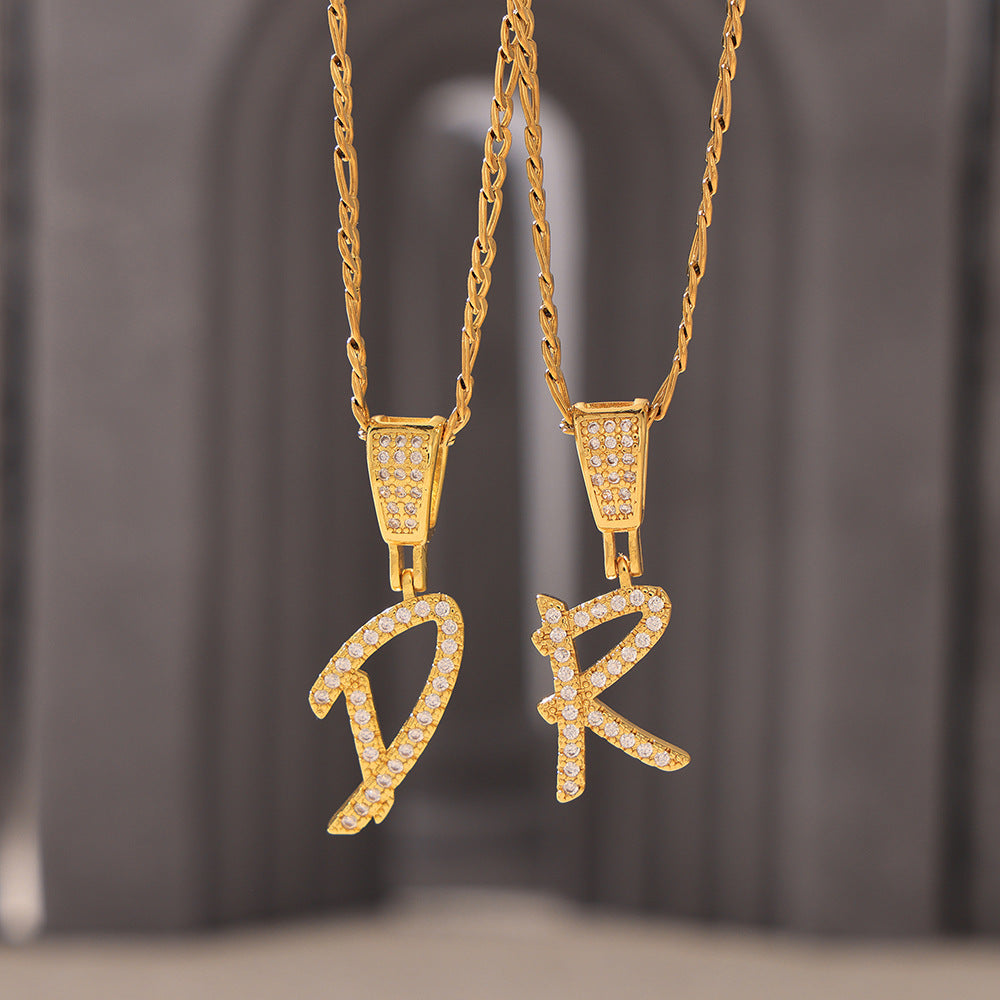 316L Stainless Steel 18K PVD Gold Script Letter Necklace made with 316L stainless steel and 18K PVD gold finish for wholesale jewelry buyers - image 25