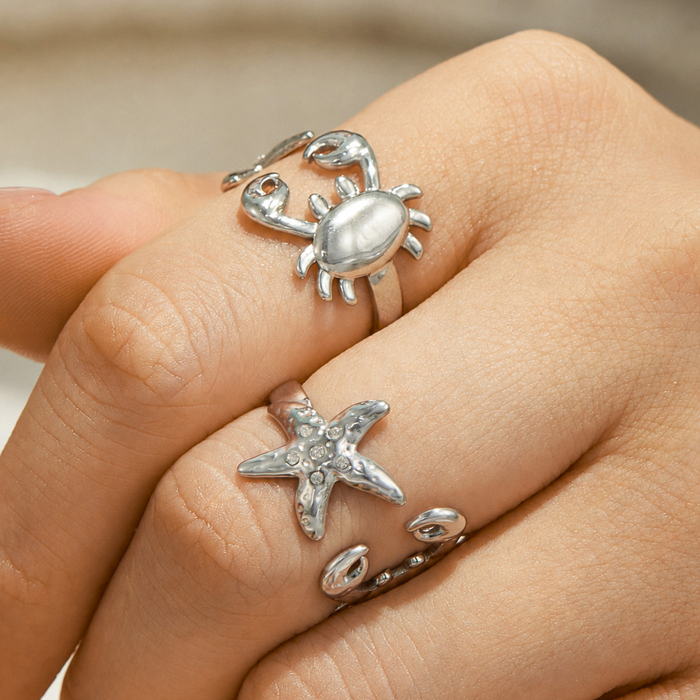 316L Stainless Steel 18K PVD Gold Sea Star Crab Ring made with 316L stainless steel and 18K PVD gold finish for wholesale jewelry buyers - image 15